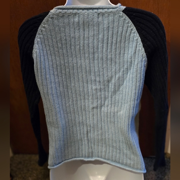 Great American Sweater Co. baby & navy blue jersey style cable knit sweater szL - Picture 4 of 5